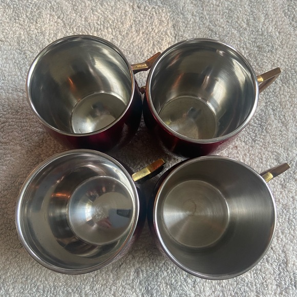Red Moscow Mule Mugs Copper Handle Set of 4 - Picture 3 of 3
